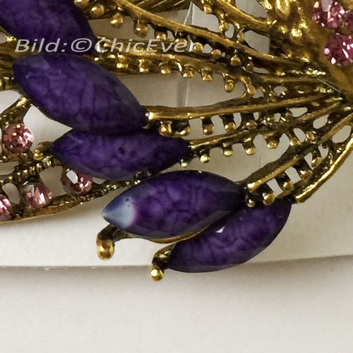B-Ware Haarspange Pfau Vintage Metall Strass lila violett gold B5248b